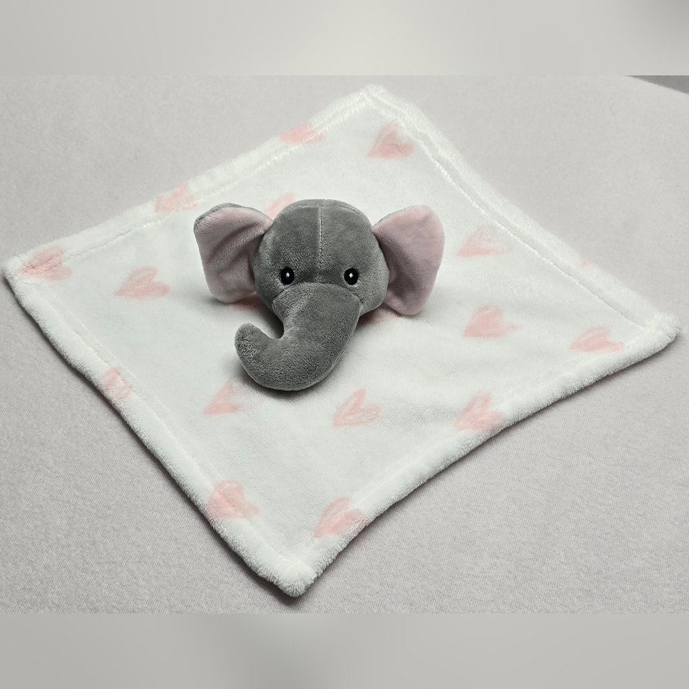 Lila & Jack Elephant Lovey Pink Hearts White Plush Doll Grey Nursery Baby Toy